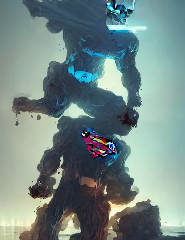 Image similar to dead skull superman, award - winning realistic sci - fi concept art, artwork by tooth wu and wlop and beeple and greg rutkowski