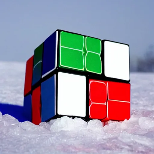 Image similar to a rubiks cube inside a block of ice