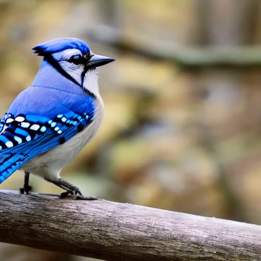 Image similar to bluejay standing next to a river in a forest in autumn