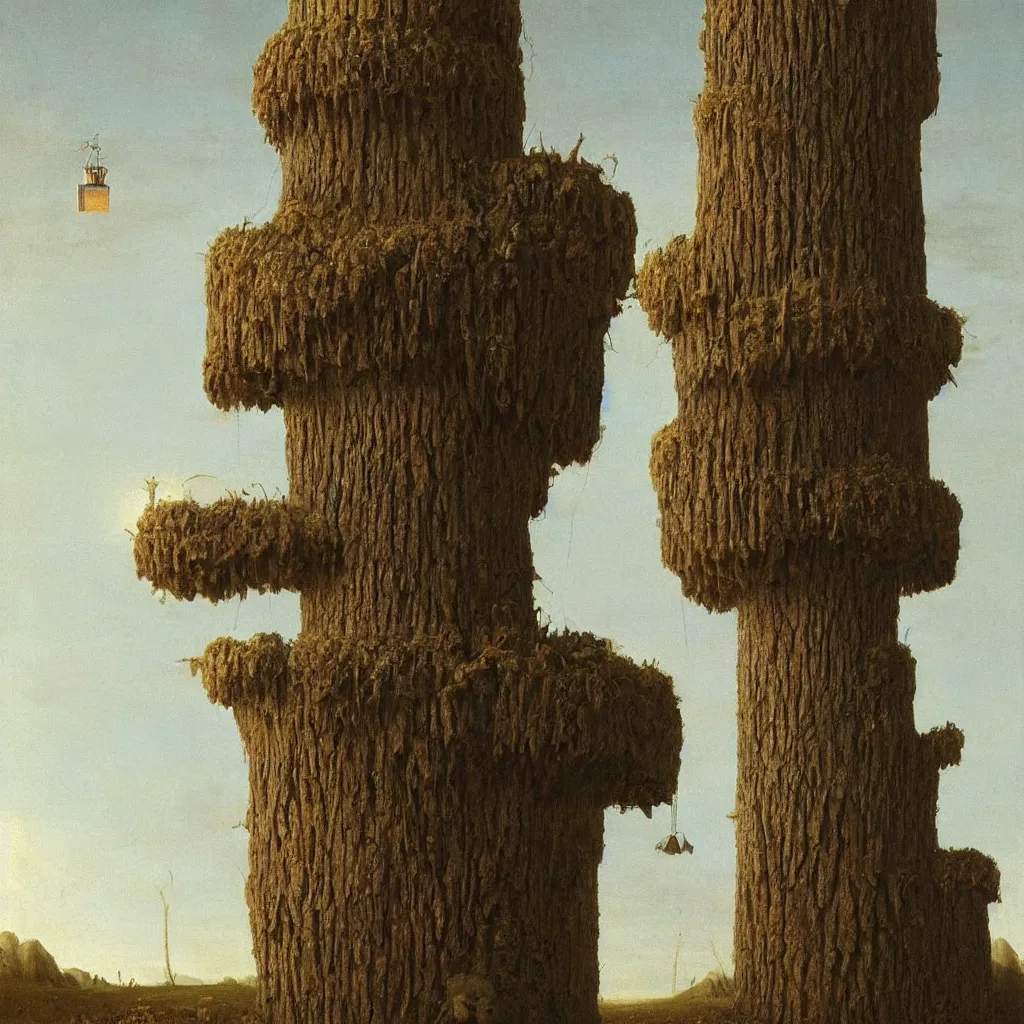 Image similar to a single colorful! simple! fungus tower clear empty sky, a high contrast!! ultradetailed photorealistic painting by franz sedlacek, jan van eyck, simon stalenhag, hard lighting, masterpiece