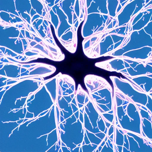 Image similar to a purkinje fluorescent neuron with elaborated dendrites