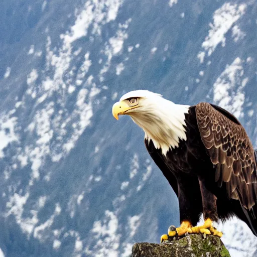 Image similar to photo of a giant bald eagle with mountain