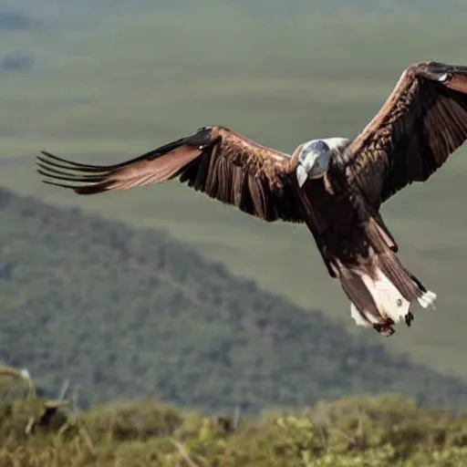 Image similar to a man watching vulture circling prey, ready to strike