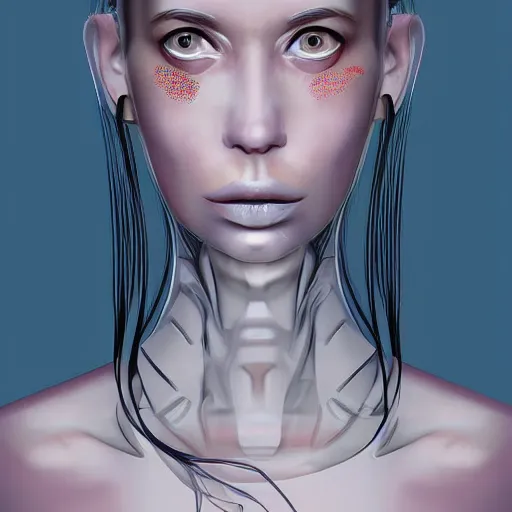 Image similar to portrait of female android, digital art