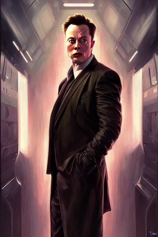 Prompt: elon musk as agent smith from the matrix, realistic portrait, symmetrical, highly detailed, digital painting, artstation, concept art, smooth, sharp focus, illustration, cinematic lighting, art by artgerm and greg rutkowski and alphonse mucha