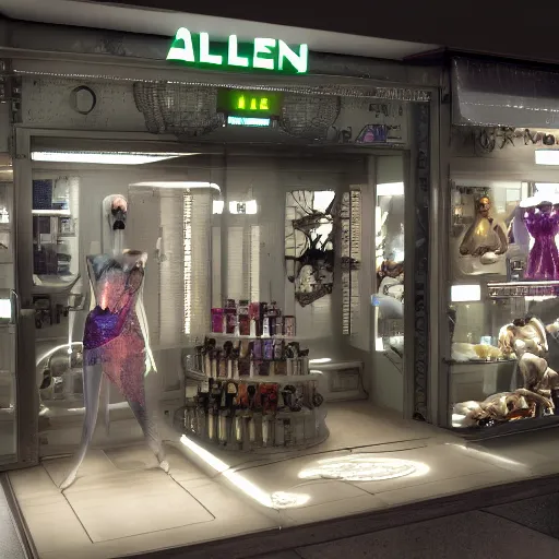 Image similar to alien shop, futuristic