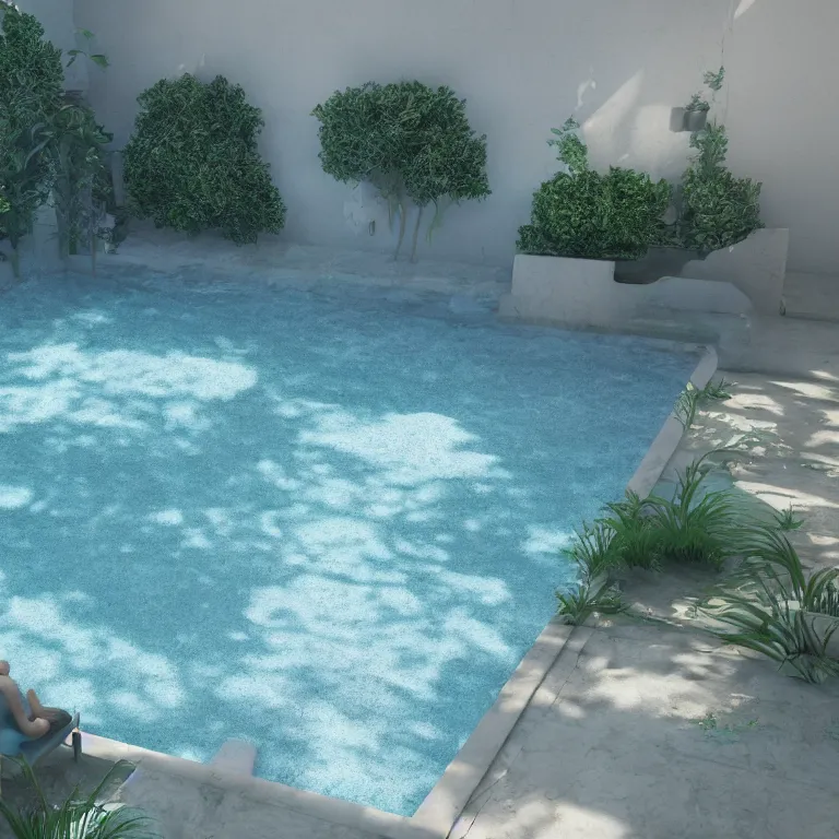 Image similar to liminal spaces swimming pool, pastel colors, blender cycles, octane render, unreal engine, 8 k ultra hd, photorealistic