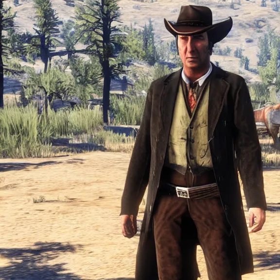 Prompt: screenshot of saul goodman in red dead redemption