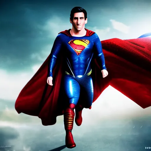 Image similar to lionel messi as superman in man of steel, 8 k resolution, cinematic lighting, anatomically correct