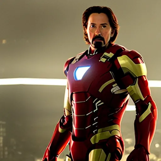 Image similar to keanu reeves as iron man in endgame