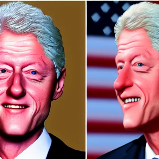 Prompt: Bill Clinton smiling, upper body picture, photorealistic
