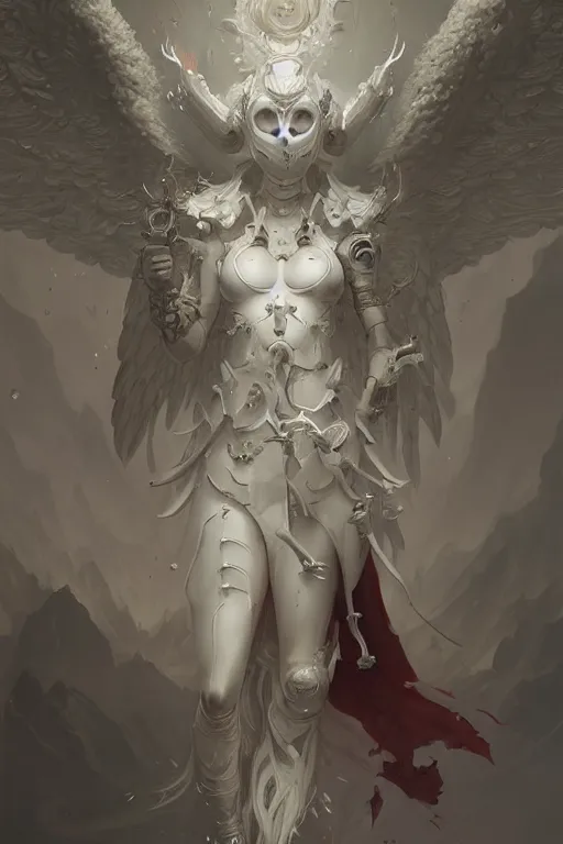 Prompt: white angel, ornate, intricate and detailed, rule of thirds, Art by Peter Mohrbacher, Tsutomu Nihei, unreal engine, pixar, video game