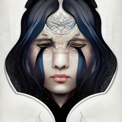 Prompt: an art nouveau, ( streamline moderne ), multi - racial portrait in the style of anna dittmann and ross tran and loish. very large, clear, expressive, and intelligent eyes. symmetrical, centered, ultrasharp focus, dramatic lighting, photorealistic digital matte painting, intricate ultra detailed background.