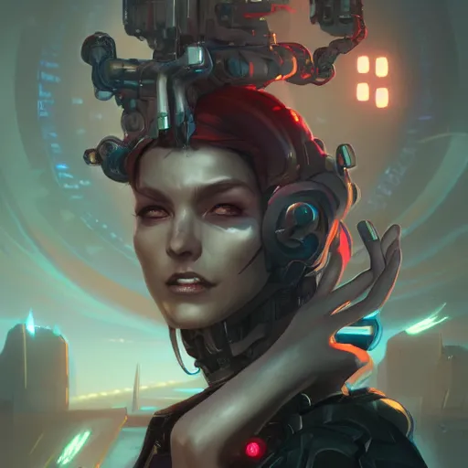 Prompt: portrait of a beautiful cybernetic villainess, cyberpunk concept art by pete mohrbacher and artgerm and wlop and greg rutkowski and deathburger, digital art, highly detailed, intricate, sci-fi, sharp focus, Trending on Artstation HQ, deviantart, unreal engine 5, 4K UHD image