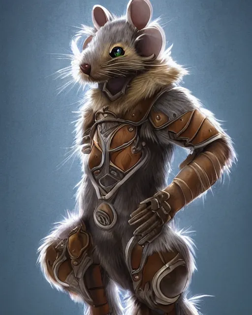 Image similar to a full body shot of an anthro furry rat wearing a fantasy armor making a selfie, fantasy, artstation, furry art, furaffinity, deviantart, symmetrical, highly detailed, award winning, trending