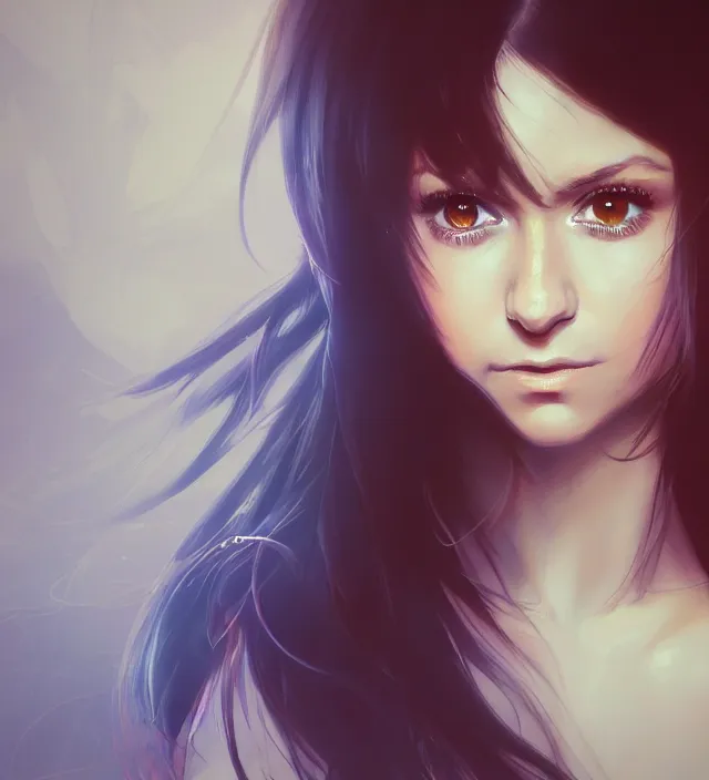 Prompt: portrait of nina dobrev in highschool. intricate, centered, amazing composition by amano yoshitaka, by rembrandt, by range murata illustrious makinami, portrait art, sharp illustration, artstation trending, unreal engine