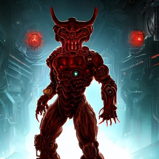 Prompt: Cyber Mancubus from Doom Eternal, 4k digital art, Doom, hyper realistic, HD
