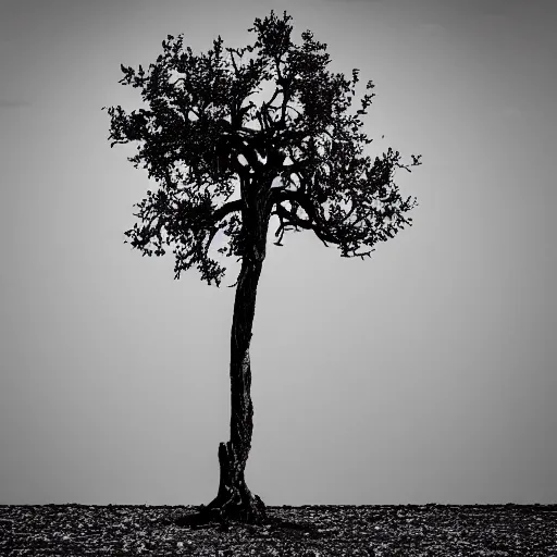 Image similar to A lone flourishing tree in the middle of a desolate dessert