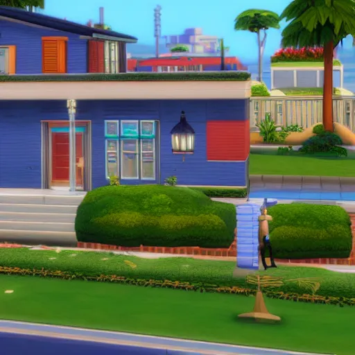 Prompt: a screenshot from the sega genesis version of the sims 4