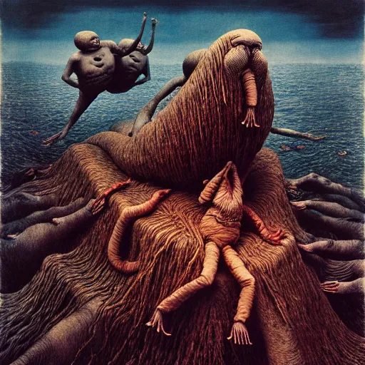 Prompt: hunting for walrus by otto dix, junji ito, hr ginger, jan svankmeyer, beksinski, claymation, hyperrealistic, aesthetic, masterpiece