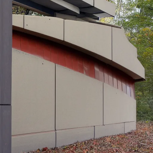 Prompt: modern Frank Lloyd Wright temporary shelter, architectural detail, DLSR Photography