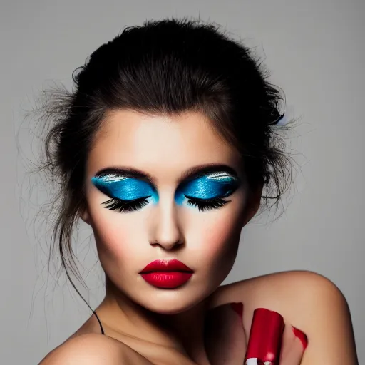 Prompt: portrait photo still of the most beautiful woman on earth, sephora, loreal, russian top model, amazing make - up, long eye lash and red high liner, 8 k, 8 5 mm f 1. 8