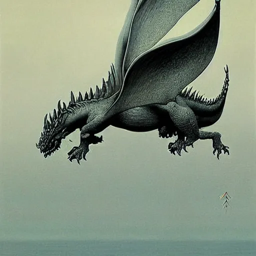 Prompt: checksum dragon by zdzisław beksinski
