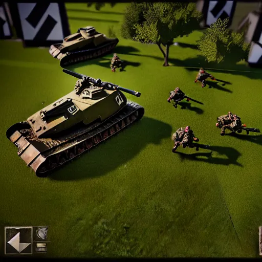 Prompt: nazi rts game, ps 5 screenshot, isometric view, third person gameplay, 3 d render, cryengine, highly detailed