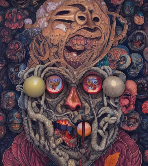 Prompt: portrait, nightmare anomalies, shade is a bozo flowers by dariusz zawadzki, kenneth blom, mental alchemy, james jean, pablo amaringo, naudline pierre, contemporary art, hyper detailed