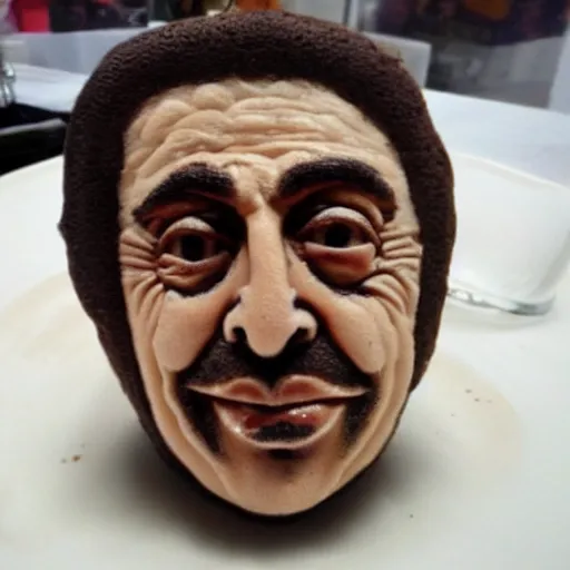 Image similar to al pacino's face made of coffee and milk foam in a cup of cappuccino, high detail