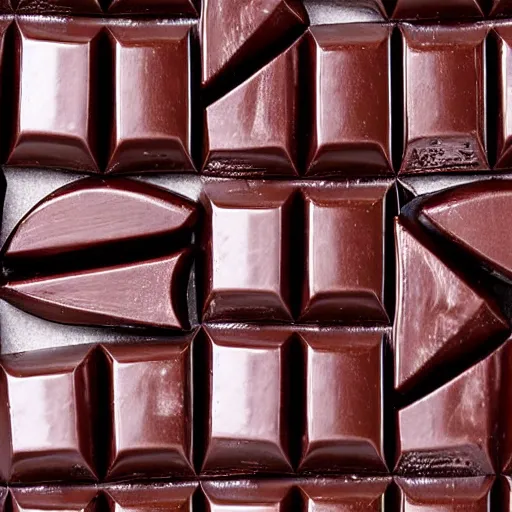 Image similar to dark chocolates shaped like houses, macro photo