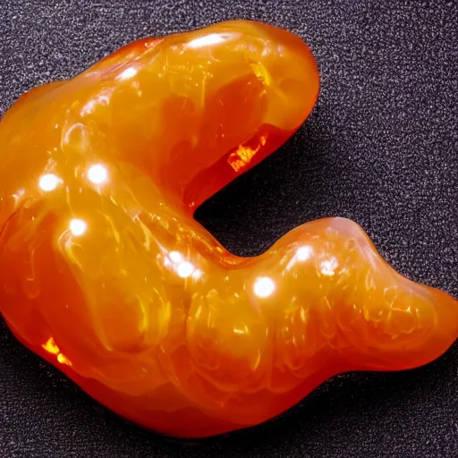 Image similar to living blob made out of amber, hd