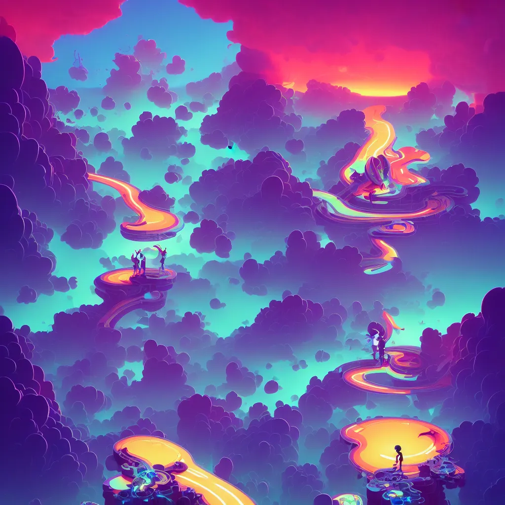 Image similar to a micro-service deployed to a datacenter, road, connector, defence, wall, cloud, security, cyber, attack vector, trending on Artstation, painting by Jules Julien, Leslie David and Lisa Frank and Peter Mohrbacher and Alena Aenami and Dave LaChapelle muted colors with minimalism