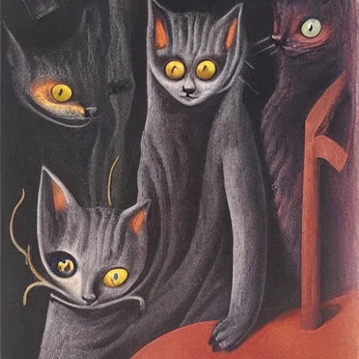Image similar to cats by remedios varo