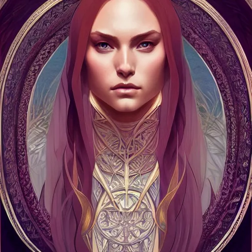 Prompt: symmetry!! intense fanart of acotar protagonist, intricate, elegant, highly detailed, my rendition, digital painting, artstation, concept art, smooth, sharp focus, illustration, art by artgerm and greg rutkowski and alphonse mucha