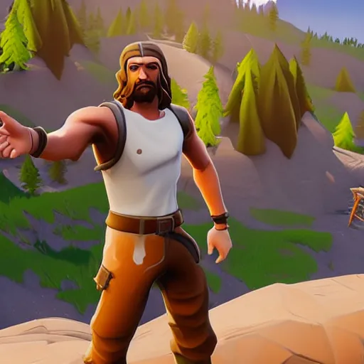 Image similar to screenshot of jesus in fortnite