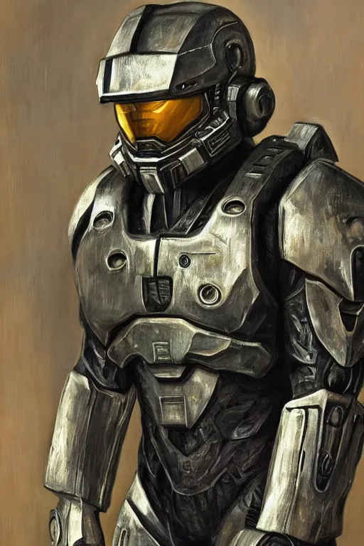 Image similar to master chief playing the morgan freeman, oil on canvas, intricate, portrait, 8 k highly professionally detailed, hdr, cgsociety