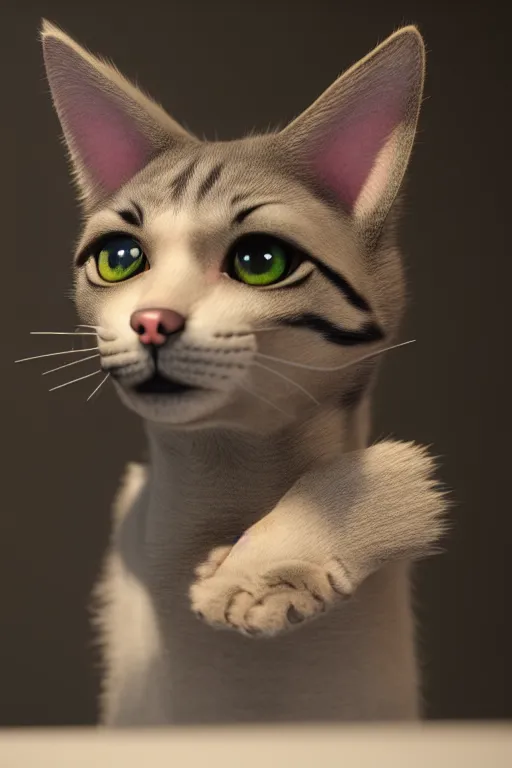 Image similar to a cat mixed with a dog, very detailed, ultrarealistic, dramatic lighting, electrical details, high details, 4k, 8k, trending on artstation, fur, groom, k9, photorealism, ultrarealistic, octain render, ray tracing, mental ray, catdog, unreal engine 5