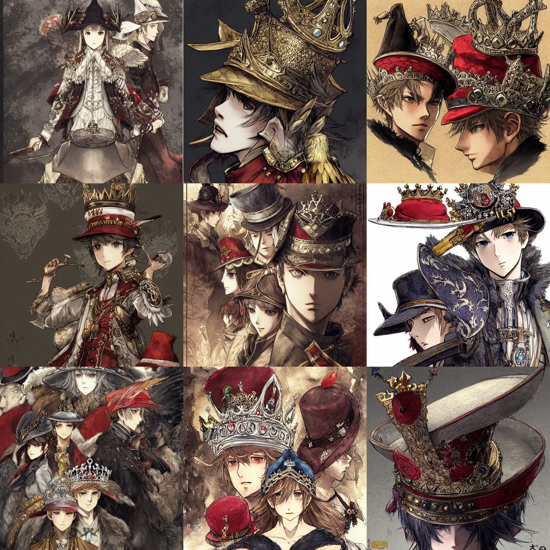 Prompt: the official hat of the mysterious east, the crown is very high, and two hat wings are extended on both sides of the hat hd artwork by akihiko yoshida