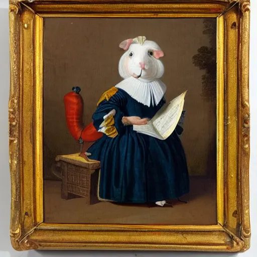 Prompt: a guinea pig, 1 7 0 0 s portrait, sailor uniform