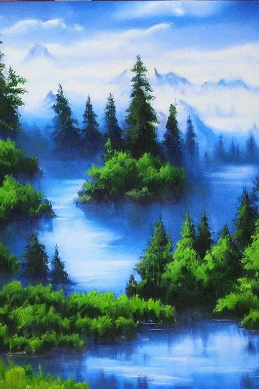 Image similar to a beautiful bob ross landscape painting