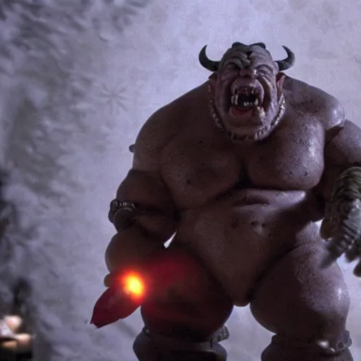 Image similar to garrosh hellscream in a movie home alone 4k still shot