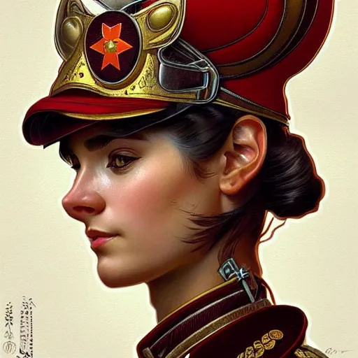 Prompt: a portrait of a female cat soviet officer, upper half portrait, decorated with soviet motifs, intricate, elegant, highly detailed, symmetry, headpiece, digital painting, artstation concept art smooth sharp focus, illustration, art by artgerm and greg rutkowski alphonse mucha 8 k