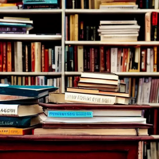 Prompt: a pile of books on a bedside table, from netflix show, stranger things ( 2 0 1 6 )