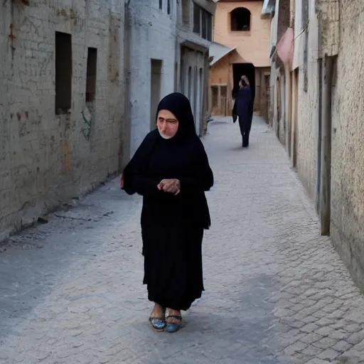 Prompt: an iranian woman in the street