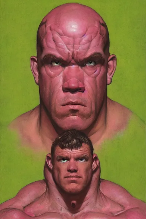 Image similar to head and torso portrait of jocko willink as huge superhero mutant warrior, dynamic action, pink and green, by lawrence alma tadema and zdzislaw beksinski and norman rockwell and tom lovell and greg staples and john william waterhouse