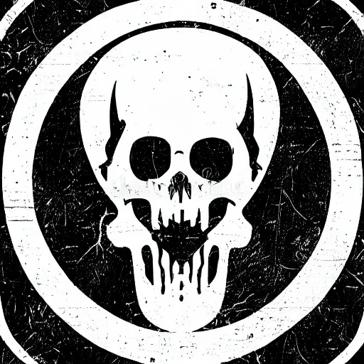 Image similar to death metal themed skull shaped microphone vector logo for a record label, dark, horrorcore, grunge, dark forest, ent, symmetrical golden ratio