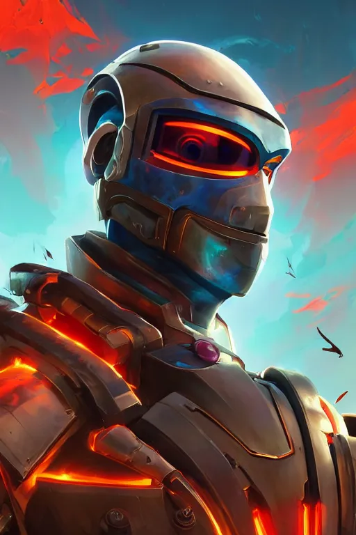 Image similar to epic mask helmet robot ninja portrait stylized as fornite style game design fanart by concept artist gervasio canda, behance hd by jesper ejsing, by rhads, makoto shinkai and lois van baarle, ilya kuvshinov, rossdraws global illumination radiating a glowing aura global illumination ray tracing hdr render in unreal engine 5