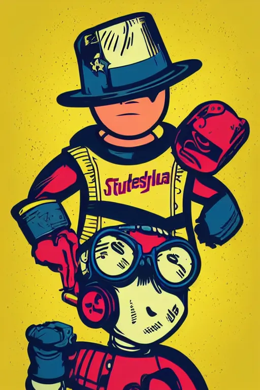 Image similar to fallout 7 6 retro futurist illustration art by butcher billy, sticker, colorful, illustration, highly detailed, simple, smooth and clean vector curves, no jagged lines, vector art, smooth andy warhol style