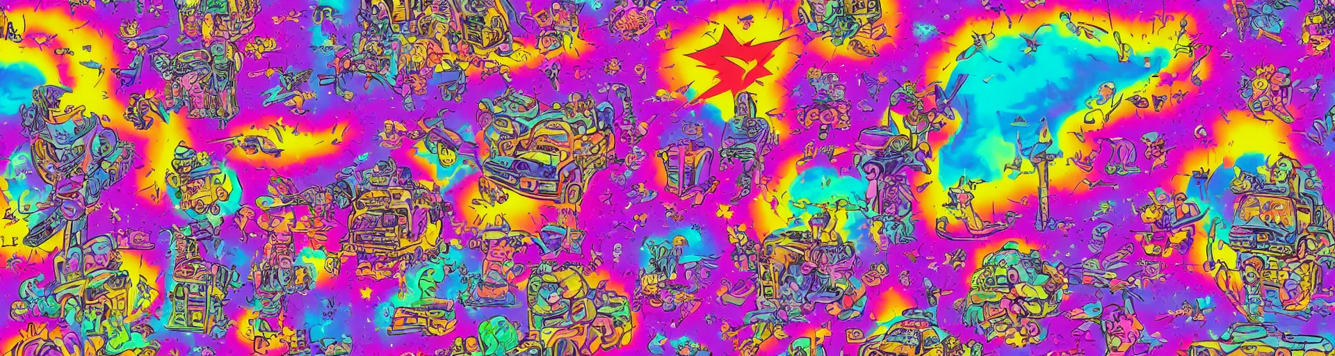 Image similar to lisa frank nuclear apocalypse